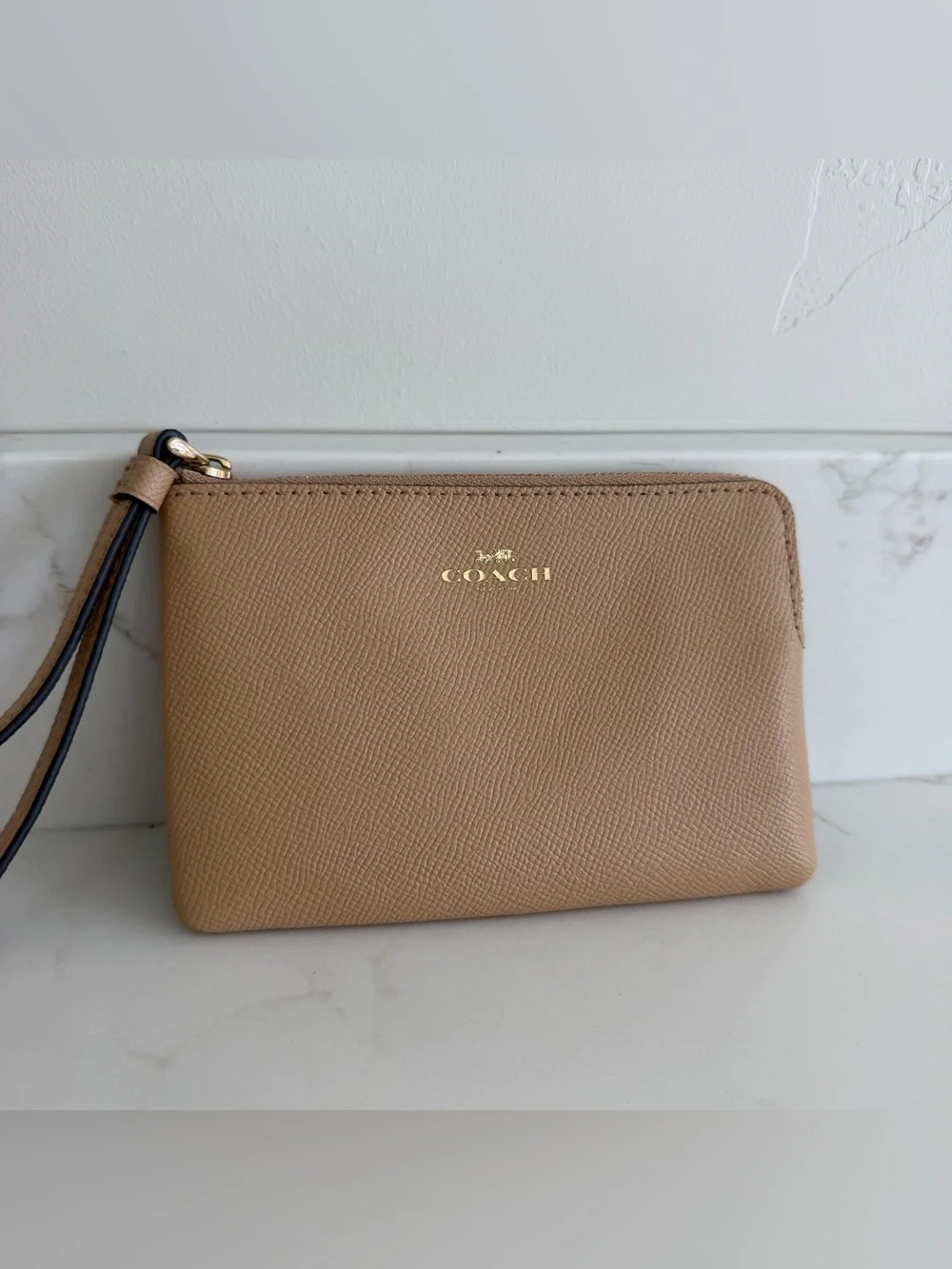 Coach Wristlet Tan Wallet Coin Pouch Card Holder
